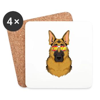 German Shepherd I Spain Sunglasses I Spanish Flag - Untersetzer (4er-Set) - Weiß - Vorne