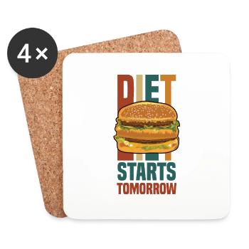 diet starts tomorrow (burger) - Coasters (set of 4) - white - Front