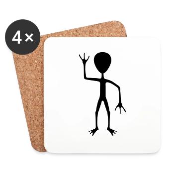 Silhouette de visiteurs extraterrestres Bienvenue - Dessous de verre (lot de 4) - blanc - Devant