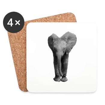 elephanteau - Dessous de verre (lot de 4) - blanc - Devant
