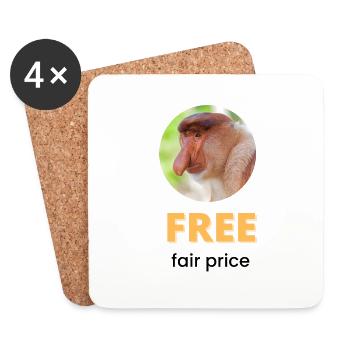 Free fair price | Black text - Coasters (set of 4) - white - Front