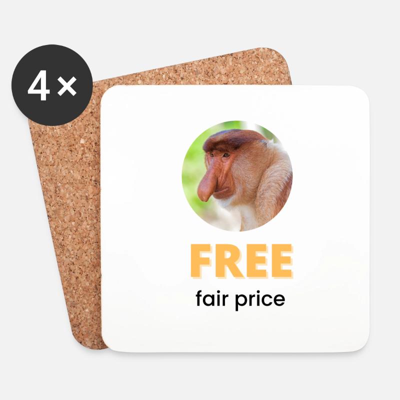 Kostenloser fairer Preis | Schwarzer Text - Untersetzer (4er-Set) - Weiß