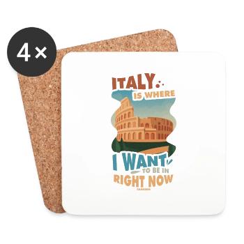Italie - Dessous de verre (lot de 4) - blanc - Devant