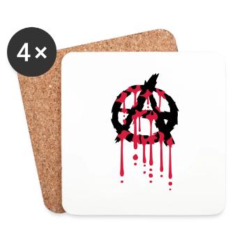 Logo Anarchie Blut Tropfen - Untersetzer (4er-Set) - Weiß - Vorne