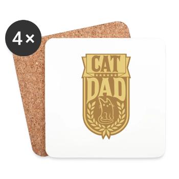Design Cat Papa Laurel Couronne - Dessous de verre (lot de 4) - blanc - Devant