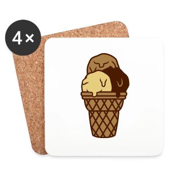 3 delicious ice cream balls waffle - Coasters (set of 4) - white - Front
