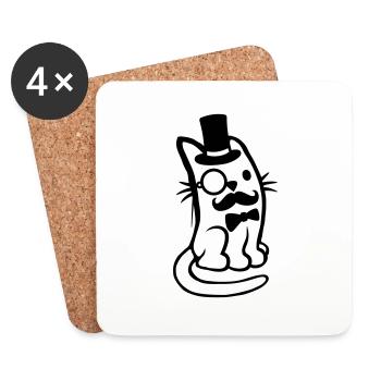 M. Cat Bart Man - Dessous de verre (lot de 4) - blanc - Devant