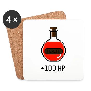 8-Bit Retro Pixel Art Health Potion - Coasters (set of 4) - white - Front