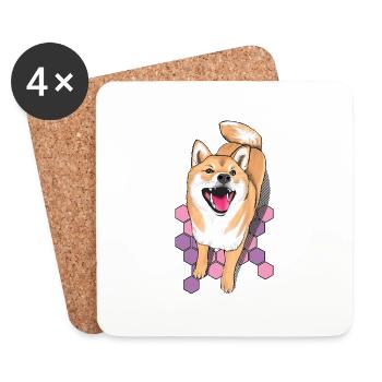 Shiba inu - Dessous de verre (lot de 4) - blanc - Devant