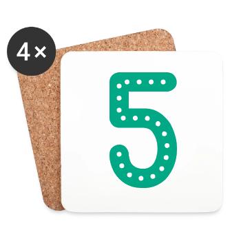 5 YEARS. 5th ANNIVERSARY. BIRTHDAY 5 YEARS. FIVE - Coasters (set of 4) - white - Front