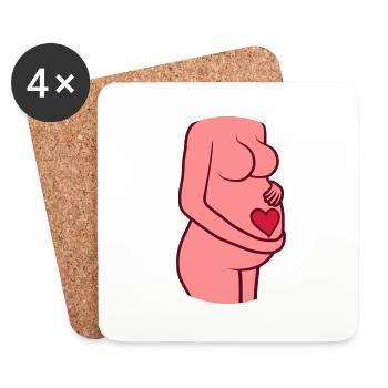 Belly Heart Pregnant Woman - Coasters (set of 4) - white - Front