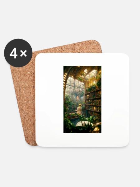 Secret library of garden inside a greenhouse - Coasters (set of 4) - white