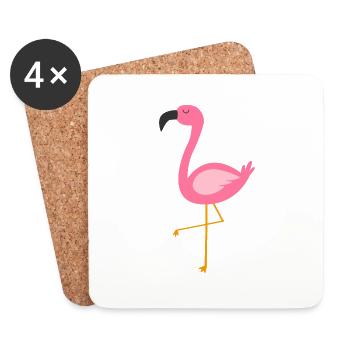 Flamant simple - Dessous de verre (lot de 4) - blanc - Devant