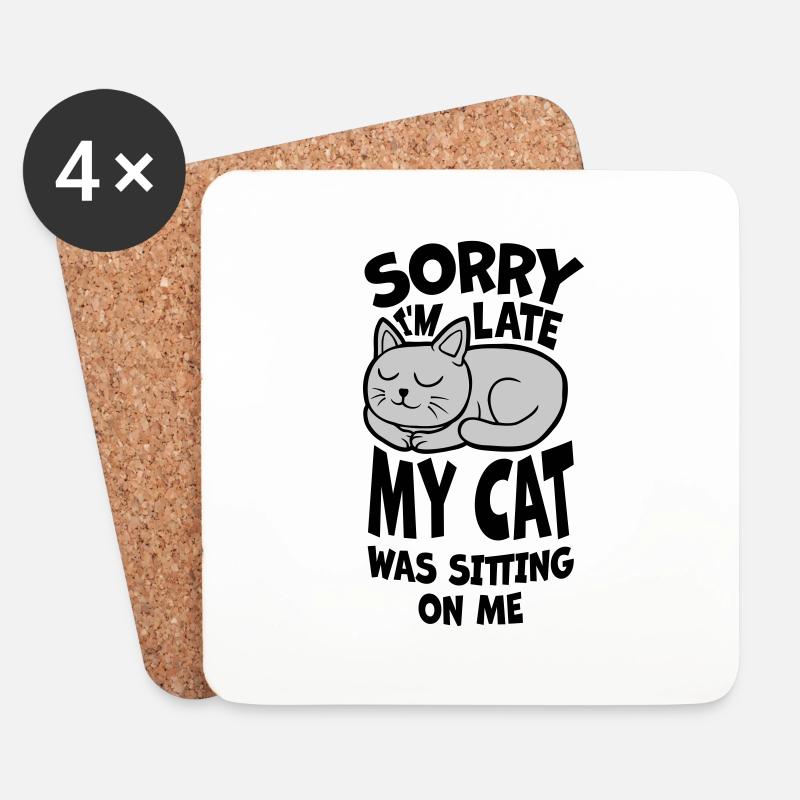 sorry cat was sitting - Untersetzer (4er-Set) - Weiß