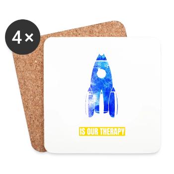 Abstract Delightful Rocket Of Cheerful Astro Quote - Coasters (set of 4) - white - Front