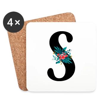 letter S flowered - Coasters (set of 4) - white - Front