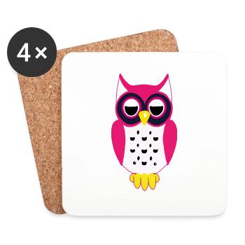Hibou - Dessous de verre (lot de 4) - blanc - Devant