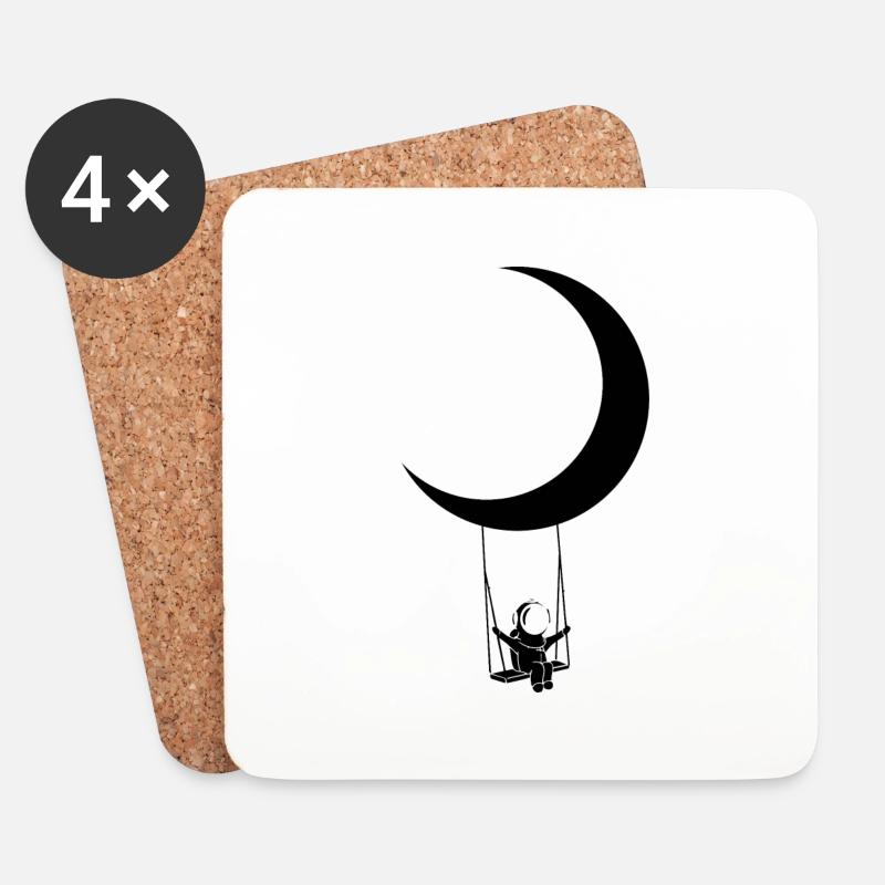 Mond Sterne Astronomie - Untersetzer (4er-Set) - Weiß