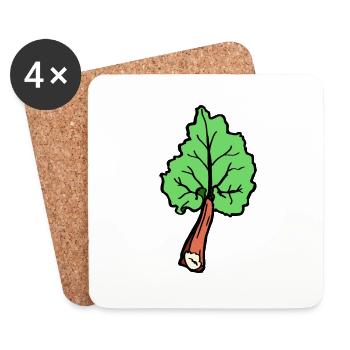 Rhubarb Vegetable Leaf Fun Gift Idea Garden - Coasters (set of 4) - white - Front