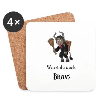 Warst du auch Brav? - Untersetzer (4er-Set) - Weiß - Vorne
