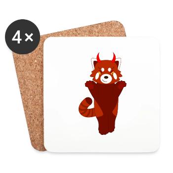 Red panda disguised as a devil for Halloween - Coasters (set of 4) - white - Front