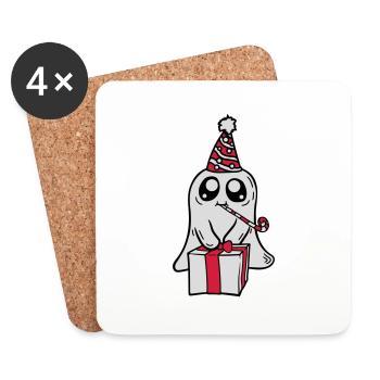 Little Ghost celebrates its birthday - Coasters (set of 4) - white - Front