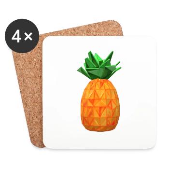Pineapple Polygon Fruit Pineapple Healthy - Coasters (set of 4) - white - Front