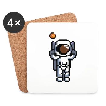 Idée de cadeau spatial pixélisé pour astronaute - Dessous de verre (lot de 4) - blanc - Devant