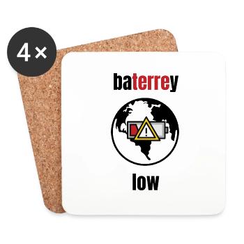 planète batterie faible - Dessous de verre (lot de 4) - blanc - Devant