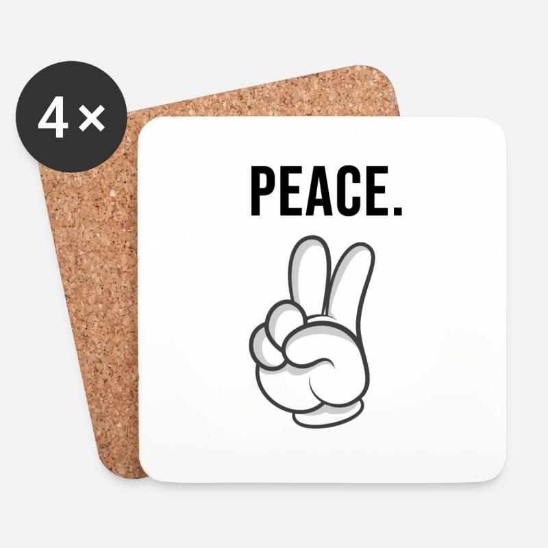 peace hand - Untersetzer (4er-Set) - Weiß