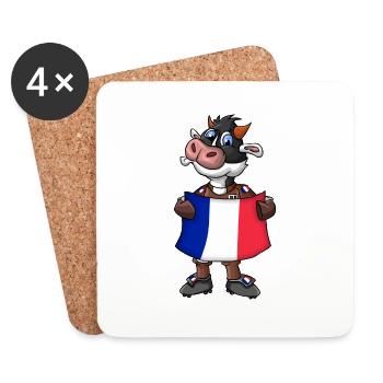Frankreich Kuh Fan - Untersetzer (4er-Set) - Weiß - Vorne