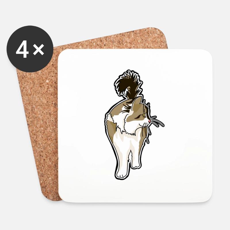 Cat - Untersetzer (4er-Set) - Weiß