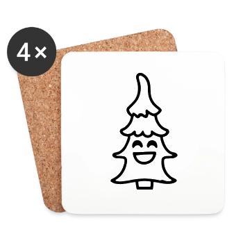 Christmas tree smile Christmas tree Christmas - Coasters (set of 4) - white - Front