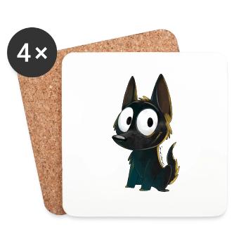 Schwarzer Kelpie - Untersetzer (4er-Set) - Weiß - Vorne