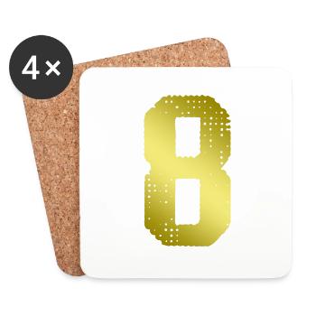 8 Number jersey - Coasters (set of 4) - white - Front
