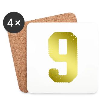 9 Maillot numéro - Dessous de verre (lot de 4) - blanc - Devant