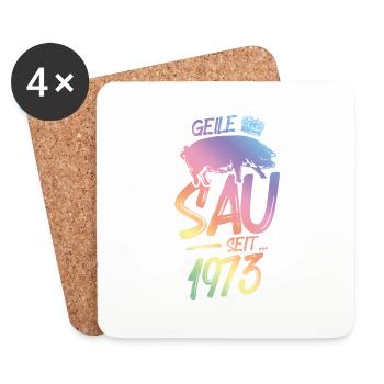 1973 Geile Sau - Untersetzer (4er-Set) - Weiß - Vorne
