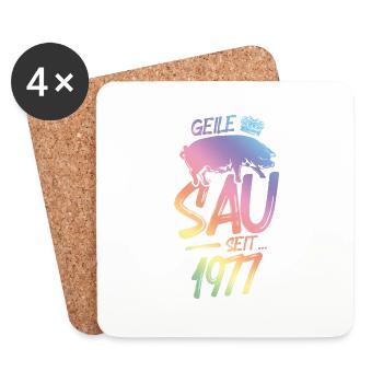 1977 Geile Sau - Untersetzer (4er-Set) - Weiß - Vorne