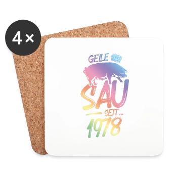 1978 Geile Sau - Untersetzer (4er-Set) - Weiß - Vorne