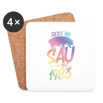 1983 Geile Sau - Untersetzer (4er-Set) - Weiß - Vorne