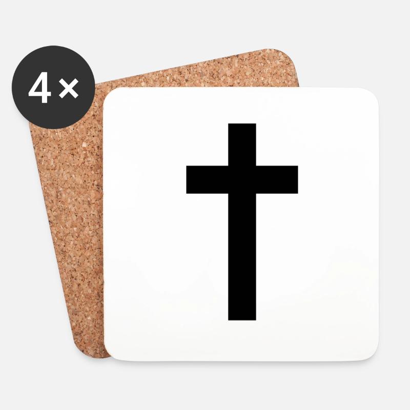 Kreuz - Untersetzer (4er-Set) - Weiß
