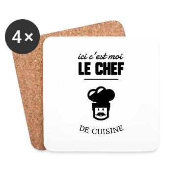 Chef de cuisine - Dessous de verre (lot de 4) - blanc - Devant