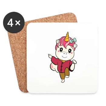 Licorne de karaté - Dessous de verre (lot de 4) - blanc - Devant