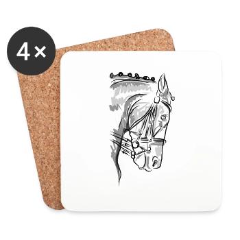 cheval - Dessous de verre (lot de 4) - blanc - Devant