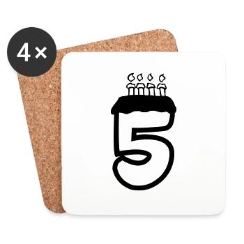 5 Birthday - Untersetzer (4er-Set) - Weiß - Vorne