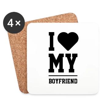 I Love My Boyfriend - Boyfriend Funny Gift - Coasters (set of 4) - white - Front