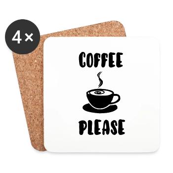 Kaffee bitte - Untersetzer (4er-Set) - Weiß - Vorne