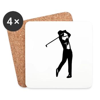 Golfer-Silhouette - Untersetzer (4er-Set) - Weiß - Vorne