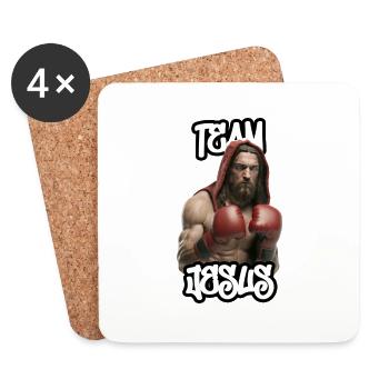 Team Jesus - Jesus als Boxer - Untersetzer (4er-Set) - Weiß - Vorne