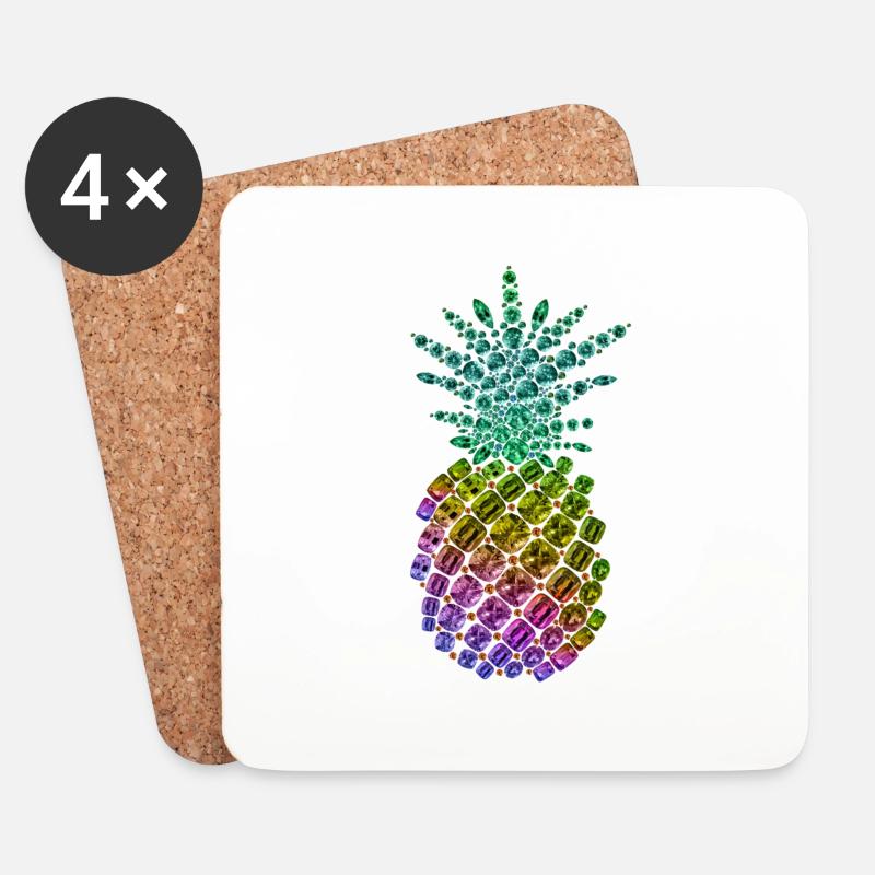 Edesletine Ananas - Untersetzer (4er-Set) - Weiß